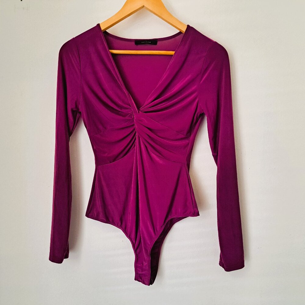 21 Saints Women Bodysuits Top Long Sleeve Purple Color Only Measurements